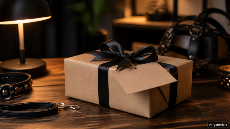 Schlicht verpacktes Geburtstagsgeschenk mit Schleife und Karte